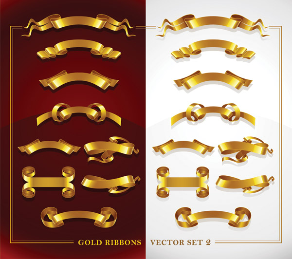 free vector Beautiful gold ribbon clip art